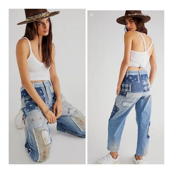 NWT Free People We The free Azale Daisy Patchwork jeans size 30